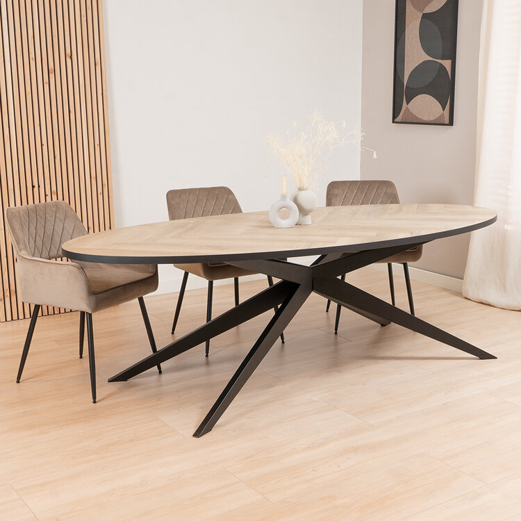 Visgraat eettafel ovaal Ilva PVC 240 x 110 cm