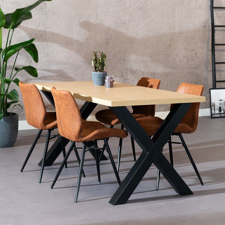 Eettafel Bodo melamine eiken 160 x 80 cm