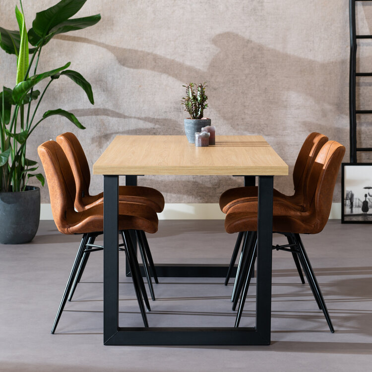 Eettafel Alec melamine eiken 160 x 80 cm