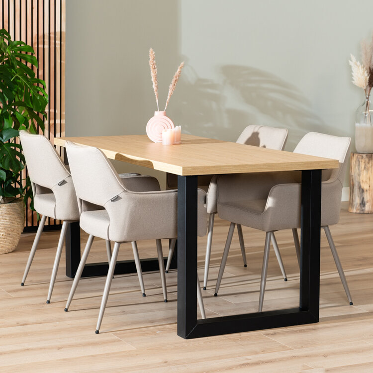 Eettafel Alec melamine eiken 160 x 80 cm