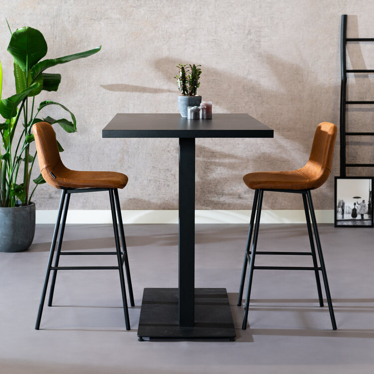 Bartafel Nils melamine zwart 140x80x109cm