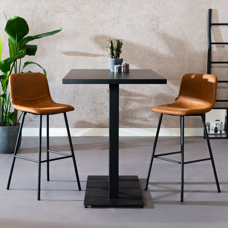 Bartafel Nils melamine zwart 140x80x109cm