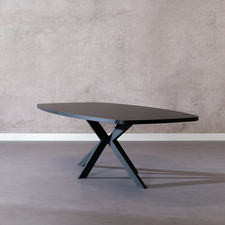 Eettafel Carl melamine zwart deens ovaal 240 x 120 cm