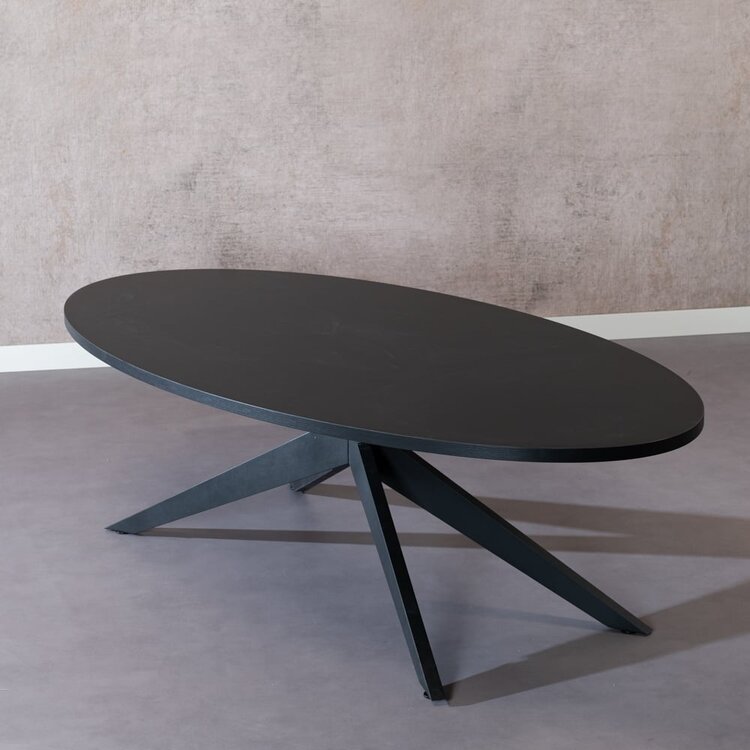Eettafel Dio melamine zwart ovaal 270 x 130 cm