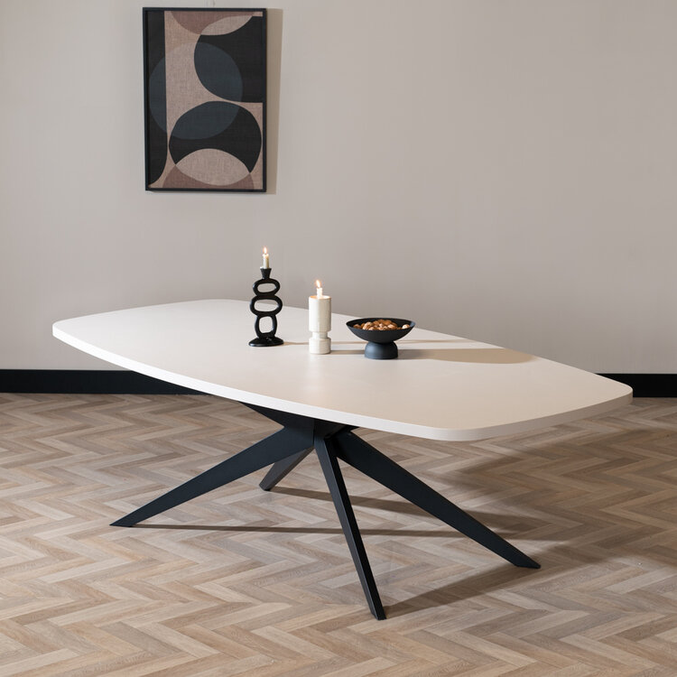 Eettafel Dio melamine beige deens ovaal 240 x 120 cm