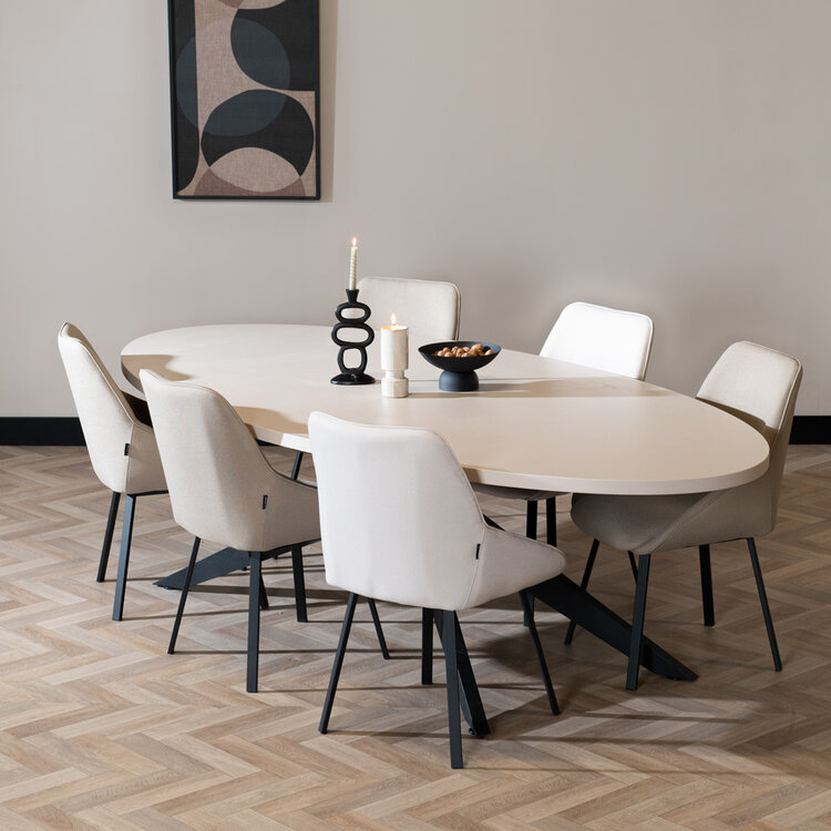 Eettafel Dio melamine beige ovaal 270 x 130 cm