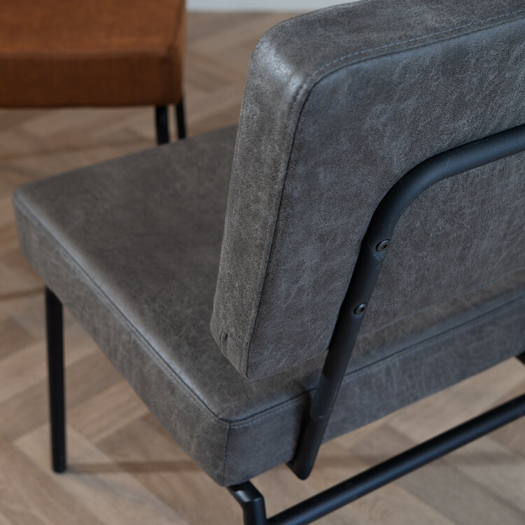 Industriële eetkamerstoel Espen antraciet eco-leer