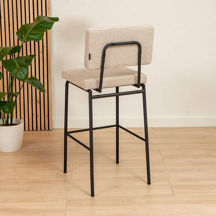 Scandinavische barkruk Espen beige gerecyclede stof 64-77 cm