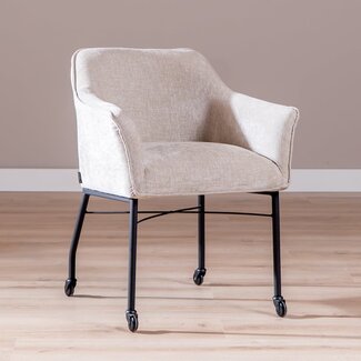 Eetkamerstoel met wieltjes Enzo chenille sand