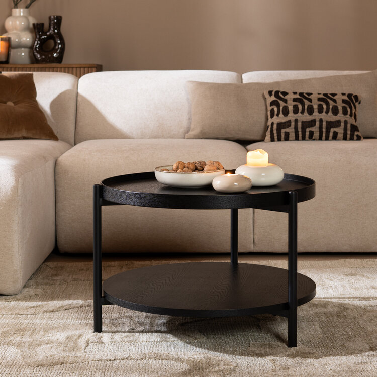 Salontafel Rio Ø58 cm zwart eiken