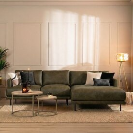 Industriële hoekbank Denver olijfgroen eco-leer rechts