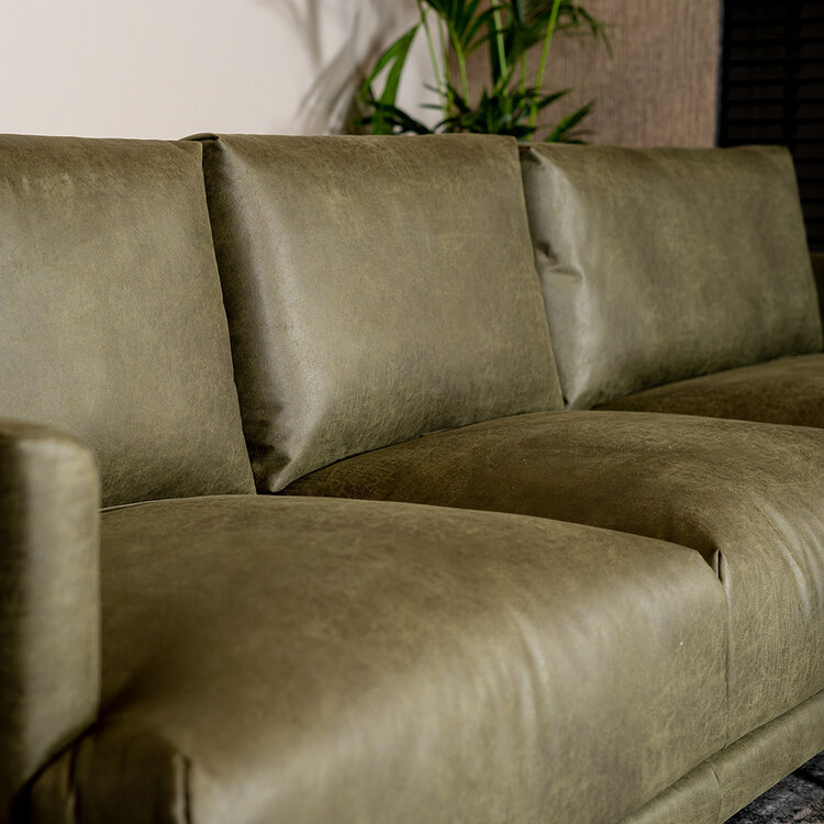 Industriële hoekbank Denver olijfgroen eco-leer rechts