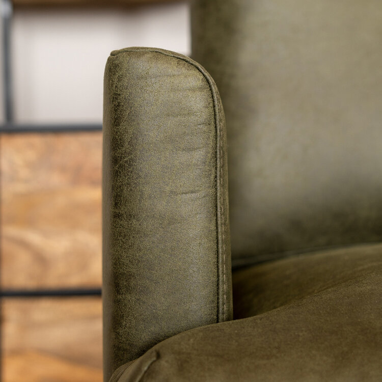 Industriële hoekbank Denver olijfgroen eco-leer rechts