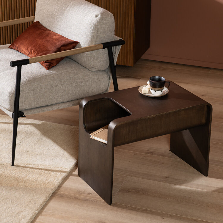 Scandinavische bijzettafel/salontafel Isla 60x35x45 walnoot