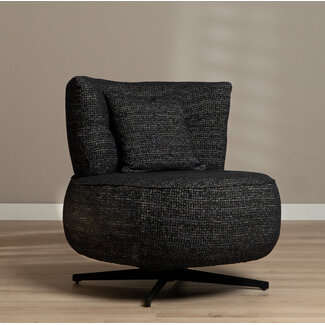 Fauteuil Fallon draaibaar gemêleerde stof zwart