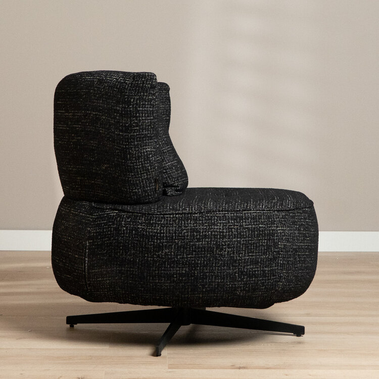 Fauteuil Fallon draaibaar gemêleerde stof zwart