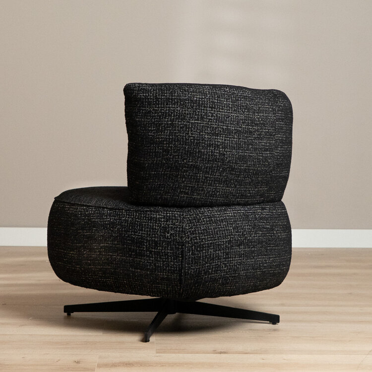 Fauteuil Fallon draaibaar gemêleerde stof zwart