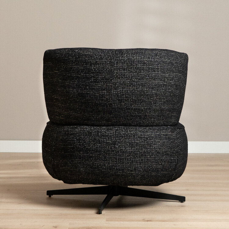 Fauteuil Fallon draaibaar gemêleerde stof zwart