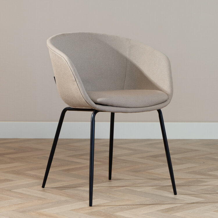 Scandinavische eetkamerstoel Ole taupe gerecyclede stof