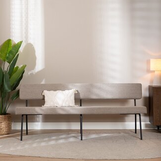 Scandinavische eetkamerbank Espen taupe gerecyclede stof 190 cm