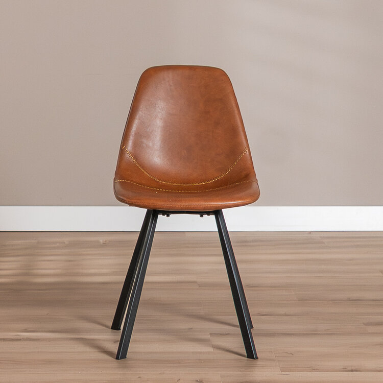 Industriële eetkamerstoel Logan cognac eco-leer