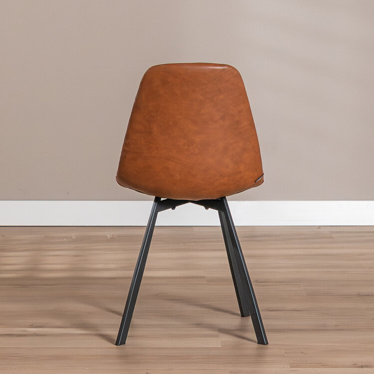 Industriële eetkamerstoel Logan cognac eco-leer
