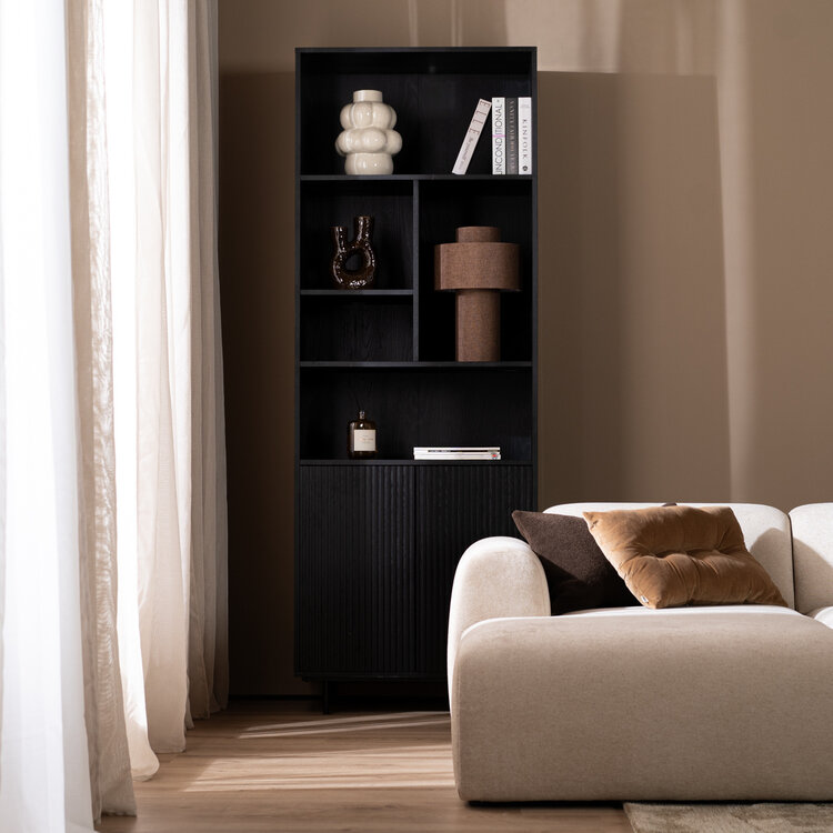 Wandkast Bradley zwart eiken 80x220 cm