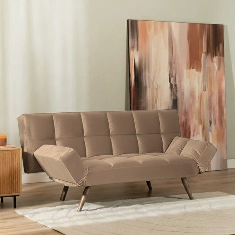 Velvet slaapbank 1,5 persoons Timo taupe