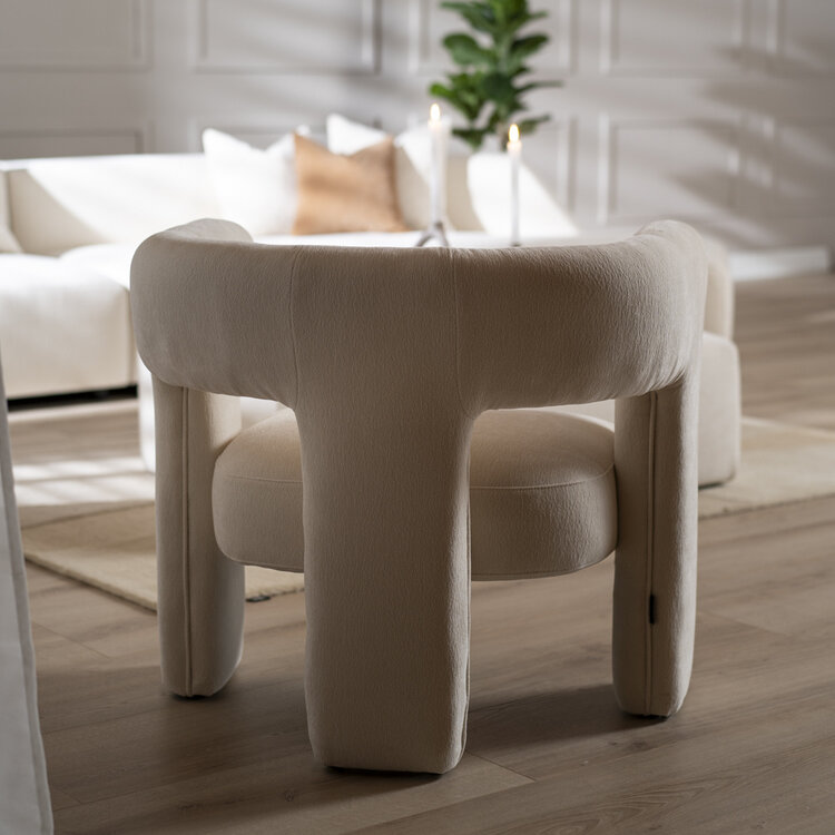 Scandinavische fauteuil Bibi chenille off white