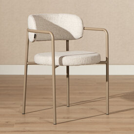 Eetkamerstoel Nicky gemêleerde stof beige