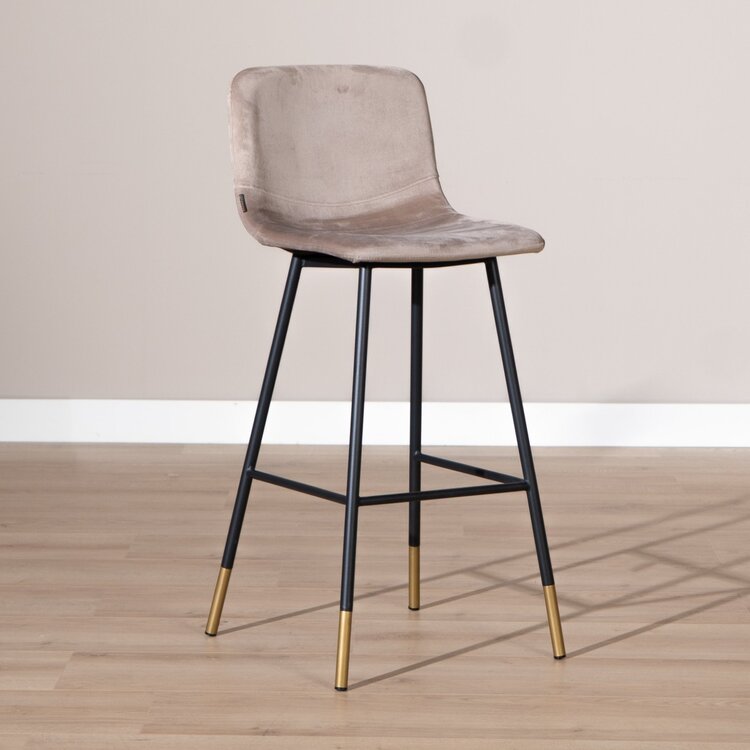 Velvet barkruk Mikky taupe 65-78 cm