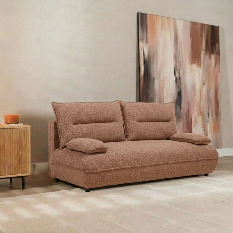 Slaapbank 2 persoons Jona terracotta bouclé mélange