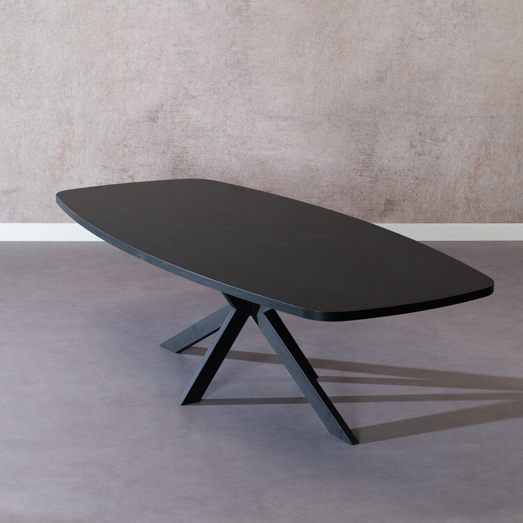 Eettafel Carl melamine zwart deens ovaal 240 x 120 cm