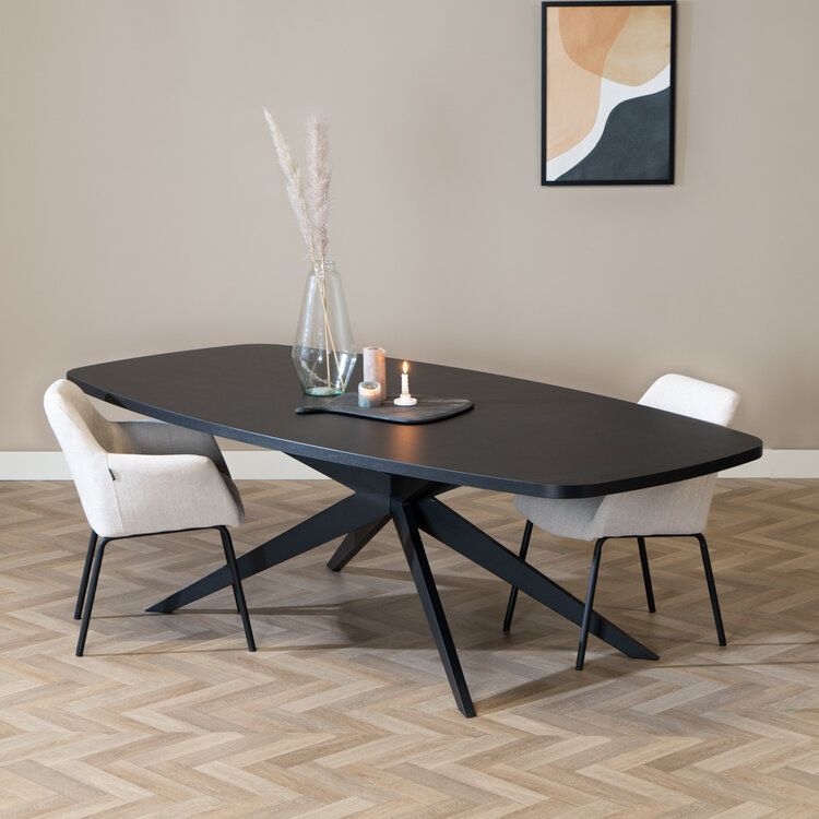 Eettafel Dio melamine zwart deens ovaal 240 x 120 cm