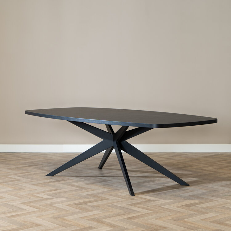 Eettafel Dio melamine zwart deens ovaal 240 x 120 cm