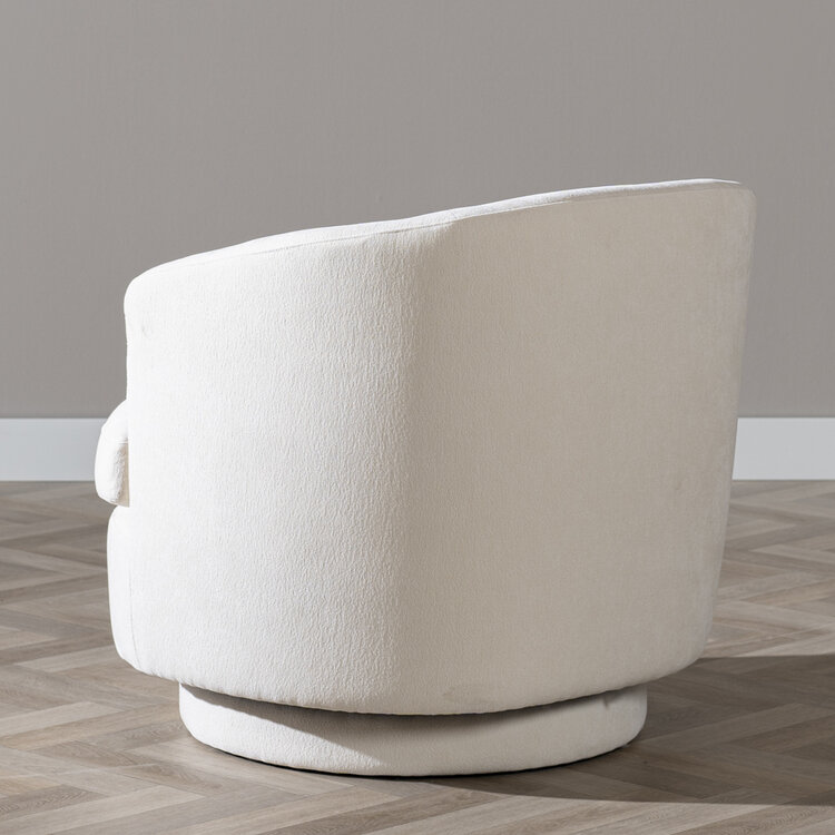 Scandinavische fauteuil Valerie draaibaar chenille off white