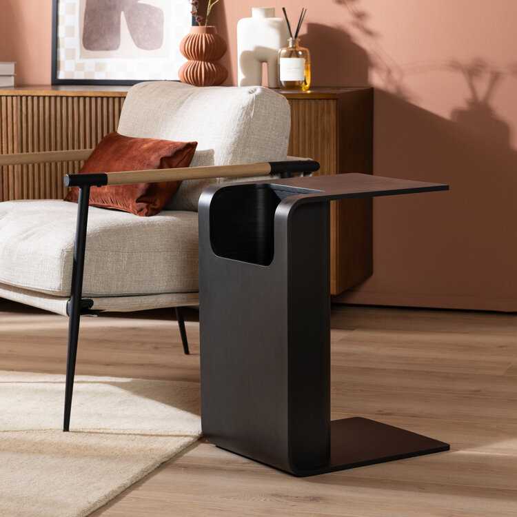 Scandinavische bijzettafel/salontafel Isla zwart