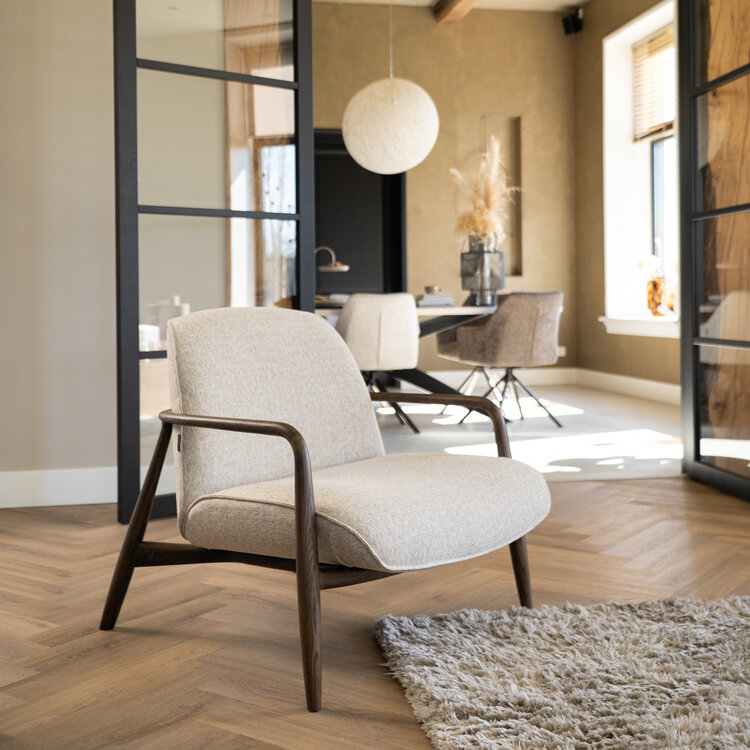 Scandinavische fauteuil Vidar linnen taupe