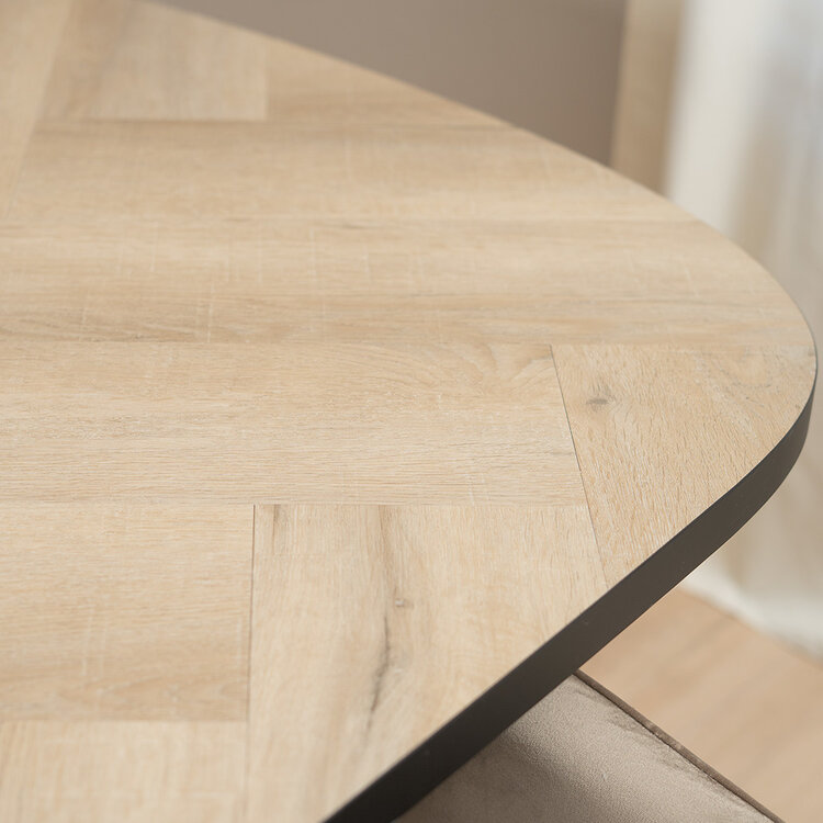 Visgraat eettafel Deens ovaal Haley PVC 280 x 110 cm