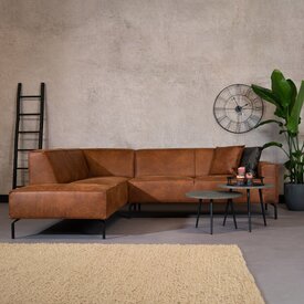 Industriële hoekbank Kansas eco-leer cognac links