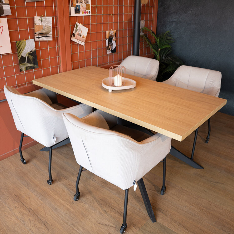 Eettafel Liam melamine eiken 160 x 80 cm