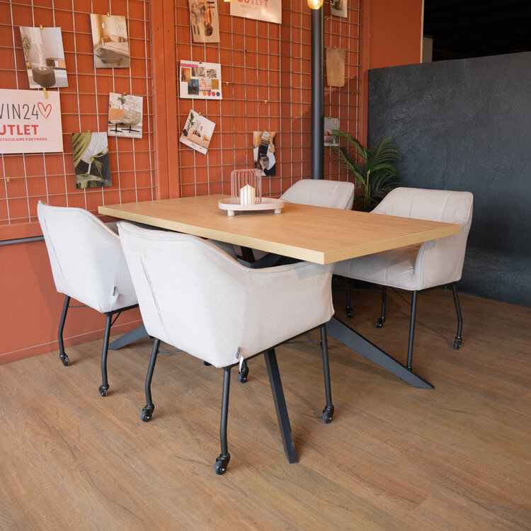 Eettafel Liam melamine eiken 160 x 80 cm