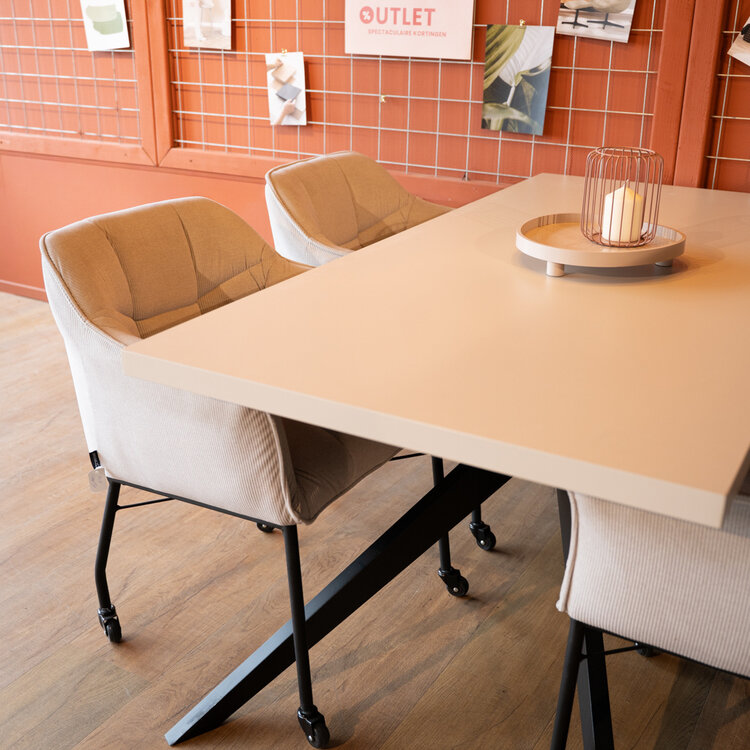 Eettafel Otis melamine beige 160 x 80 cm