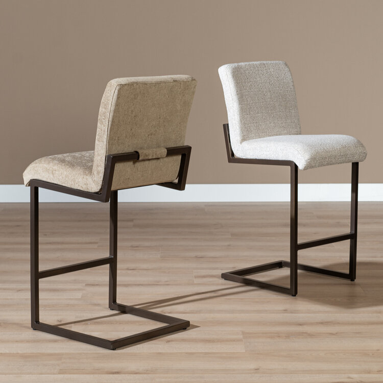 Barkruk Lio gemêleerde stof off white/bruin 70 cm