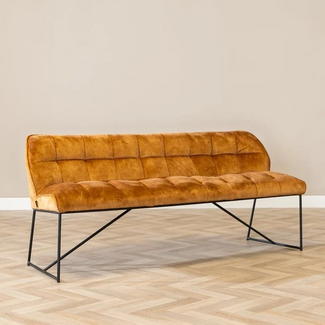 Velvet eetkamerbank Janna okergeel 220 cm
