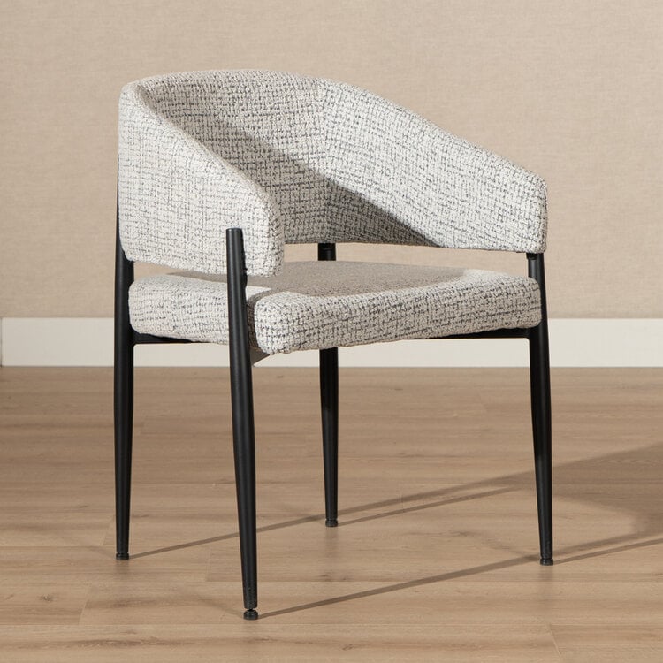 Eetkamerstoel Armin gemêleerde stof off white/zwart