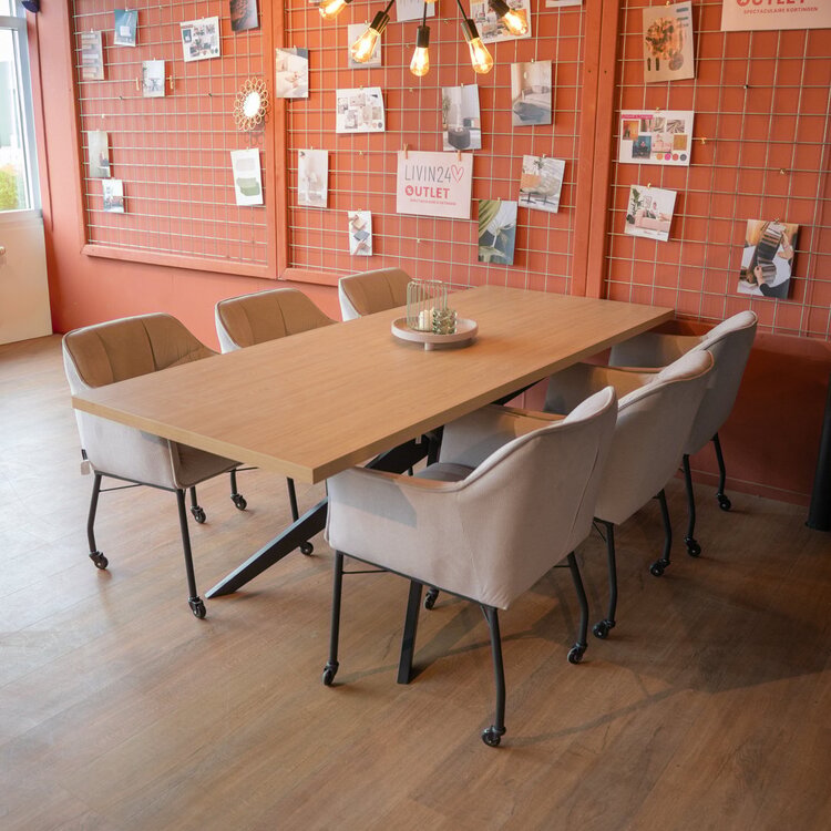 Eettafel Liam melamine eiken 220 x 90 cm