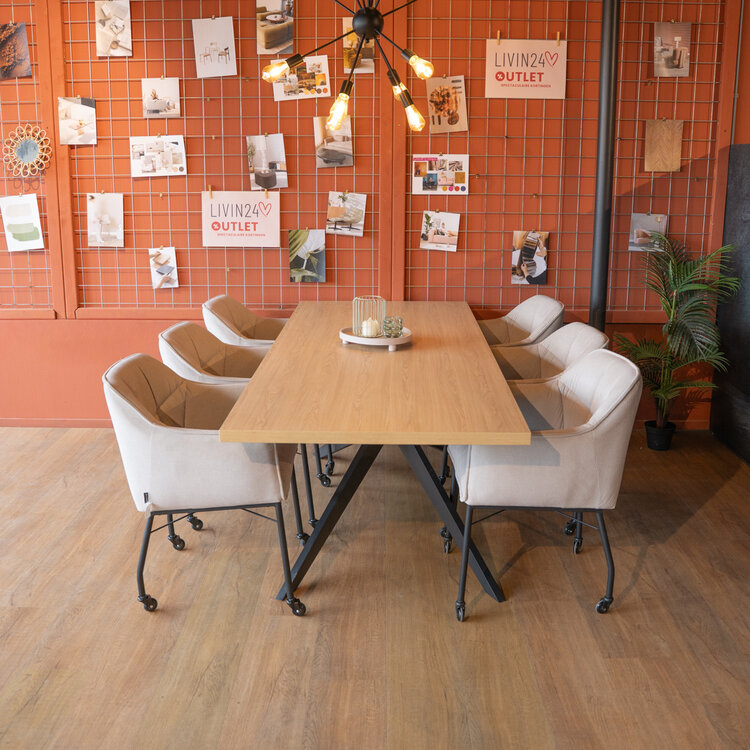 Eettafel Liam melamine eiken 220 x 90 cm