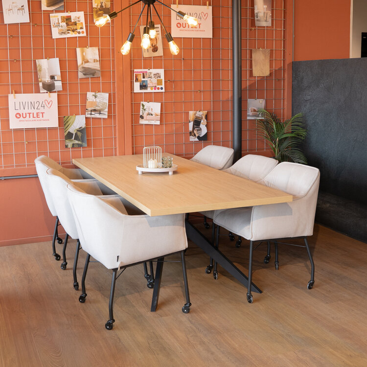 Eettafel Liam melamine eiken 220 x 90 cm