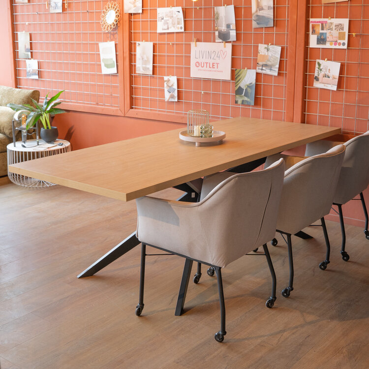 Eettafel Liam melamine eiken 220 x 90 cm